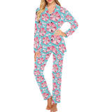 3D sakura cherry blossom pattern Women's Long Pajama Set