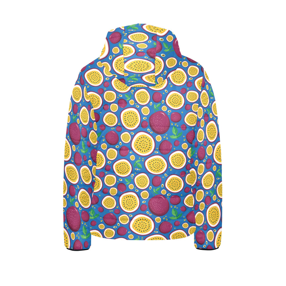 Passion fruit blue background Kids' Boys' Girls' Padded Hooded Jacket
