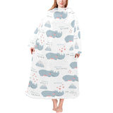 cute rhino heart pattern Blanket Robe with Sleeves