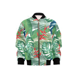 heliconia palm and monstera leaves pattern Kids' Boys' Girls' Bomber Jacket