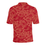 Gold dragons red background Men's All Over Print Polo Shirt