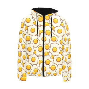 Fried Eggs Pattern Print Design 02 Men's Padded Hooded Jacket
