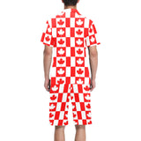 Canada Pattern Print Design 05 Men's V-Neck Short Pajama Set