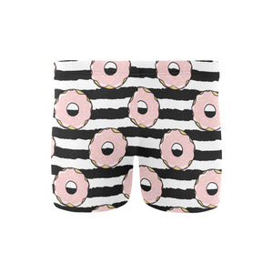 Donuts pink icing striped pattern Men's Swimming Trunks