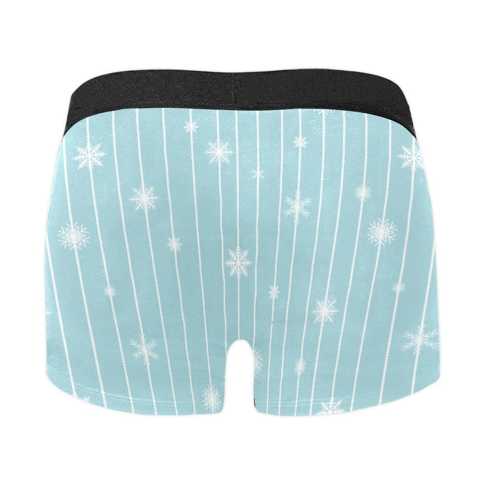 Snowflake pattern blue stripe background Men's All Over Print Boxer Briefs Men's Underwear