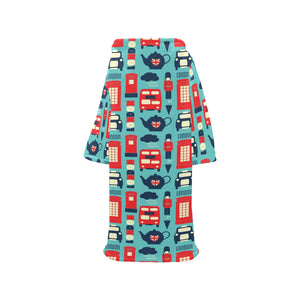 British Pattern Print Design 04 Blanket Robe with Sleeves