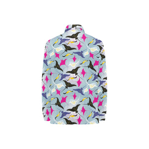 Stingray Pattern Print Design 01 Women's Long Sleeve Polo Shirt