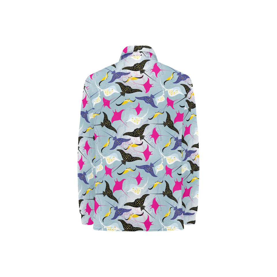 Stingray Pattern Print Design 01 Women's Long Sleeve Polo Shirt