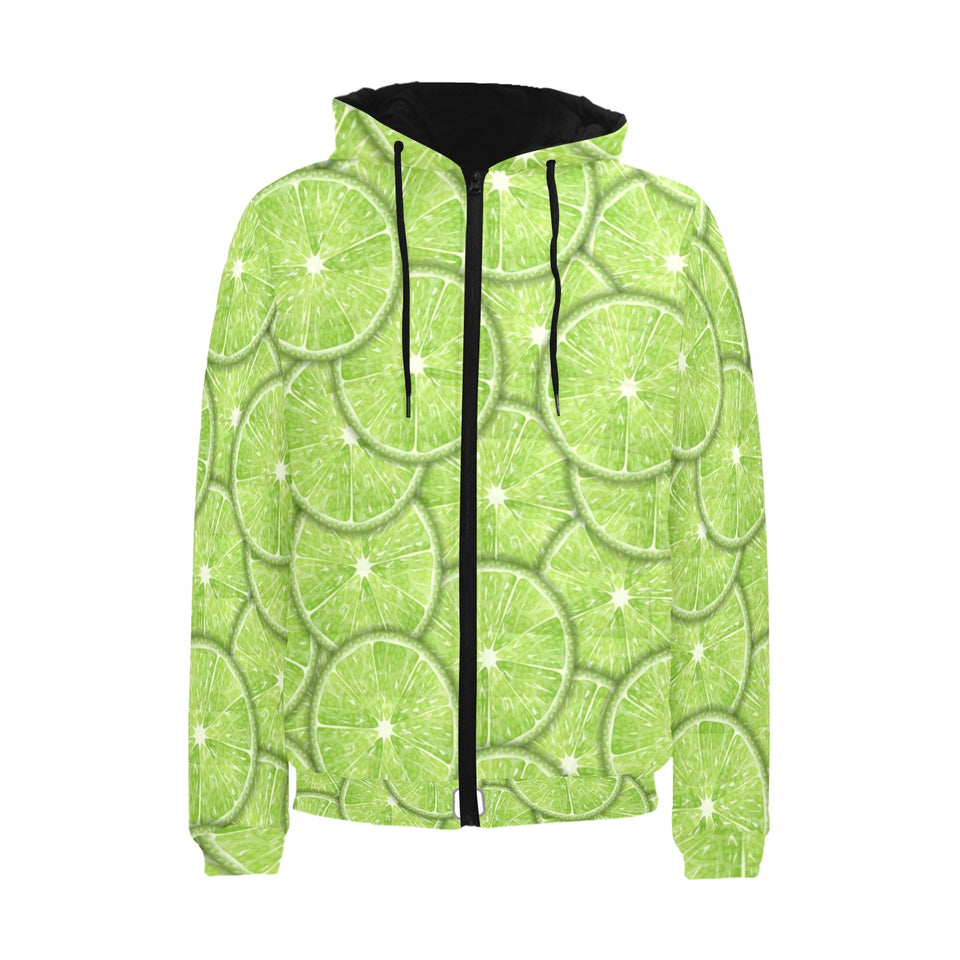 Slices of Lime pattern Men's Padded Hooded Jacket