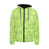 Slices of Lime pattern Men's Padded Hooded Jacket