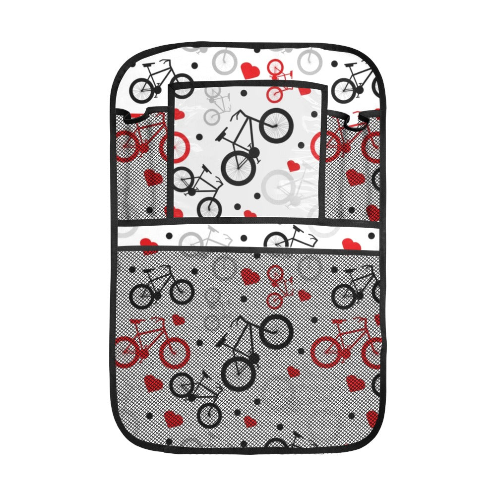 Bicycle Pattern Print Design 04 Car Seat Back Organizer