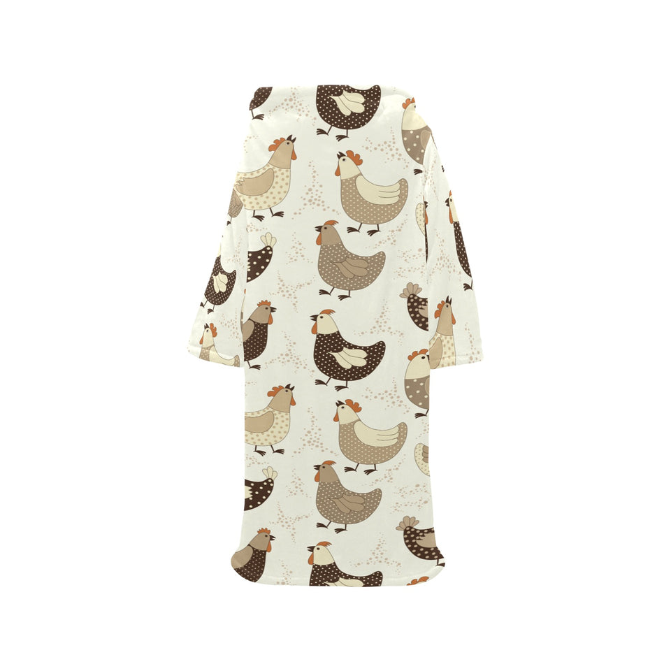 Cute rooster chicken cock Blanket Robe with Sleeves