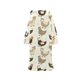 Cute rooster chicken cock Blanket Robe with Sleeves