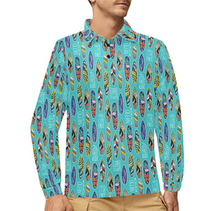 Surfboard Pattern Print Design 05 Men's Long Sleeve Polo Shirt