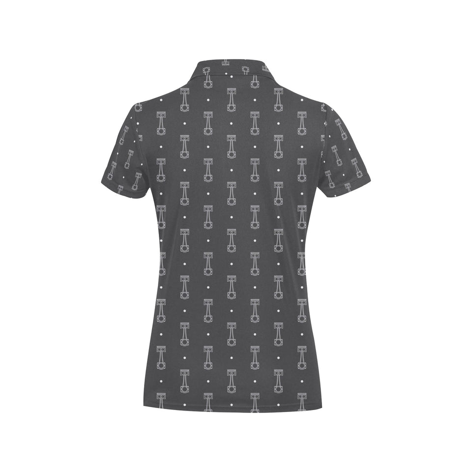 Engine Piston Black Background Pattern Design 02 Women's All Over Print Polo Shirt