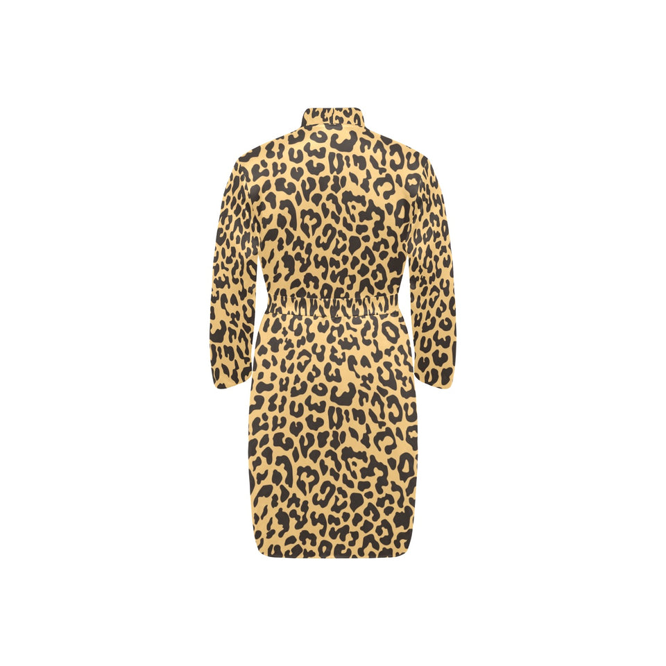 Leopard skin print Men's Long Sleeve Belted Night Robe