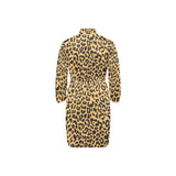 Leopard skin print Men's Long Sleeve Belted Night Robe