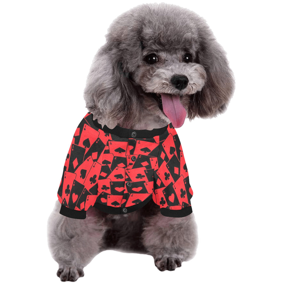 Casino Cards Suits Pattern Print Design 02 All Over Print Pet Dog Round Neck Fuzzy Shirt