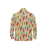 Colorful ice cream pattern Men's Long Sleeve Polo Shirt