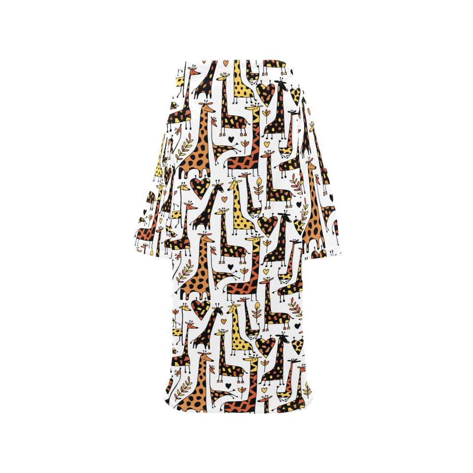 Giraffe Pattern Print Design 05 Blanket Robe with Sleeves