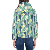 Toucan tropical leaves design pattern Women's Padded Hooded Jacket