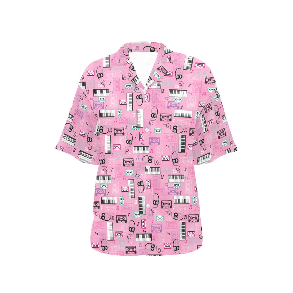 Piano Pattern Print Design 01 Women's All Over Print Hawaiian Shirt