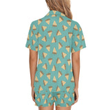 Sandwich Pattern Print Design 03 Women's V-Neck Short Pajama Set