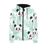 Panda pattern tropical leaves background Men's Padded Hooded Jacket