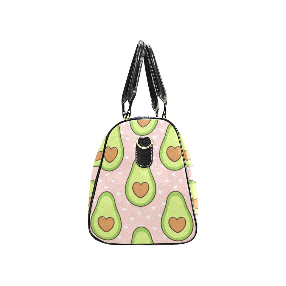 Avocado heart pink background Travel Bag