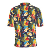 Colorful parrot flower pattern Men's All Over Print Polo Shirt