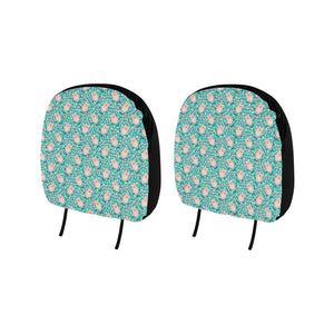 Pig Pattern Print Design 01 Car Headrest Cover