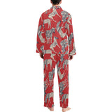 Zebra abstract red background Men's Long Pajama Set
