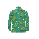 Cute frog dragonfly design pattern Men's Long Sleeve Polo Shirt