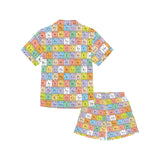 Chemistry Periodic Table Pattern Print Design 01 Kids' Boys' Girls' V-Neck Short Pajama Set