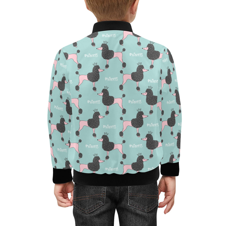 poodle dog green background Kids' Boys' Girls' Bomber Jacket