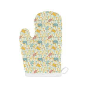 Hippopotamus Pattern Print Design 04 Heat Resistant Oven Mitts