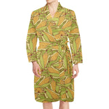 Corn Pattern Print Design 01 Men's Long Sleeve Belted Night Robe
