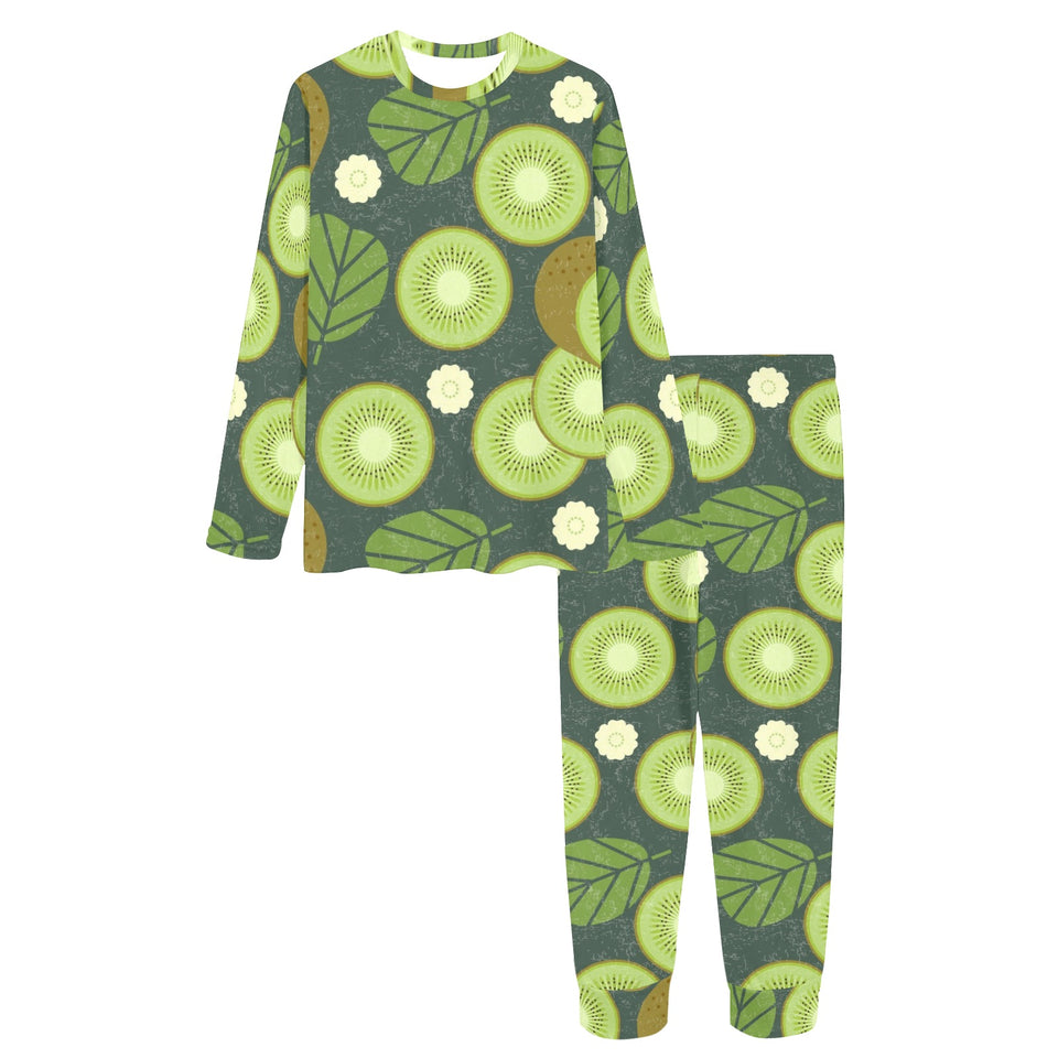 Whole sliced kiwi leave and flower Women's All Over Print Pajama Set