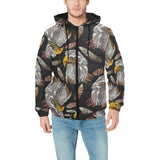 Eagle Pattern Print Design 05 Men's Padded Hooded Jacket
