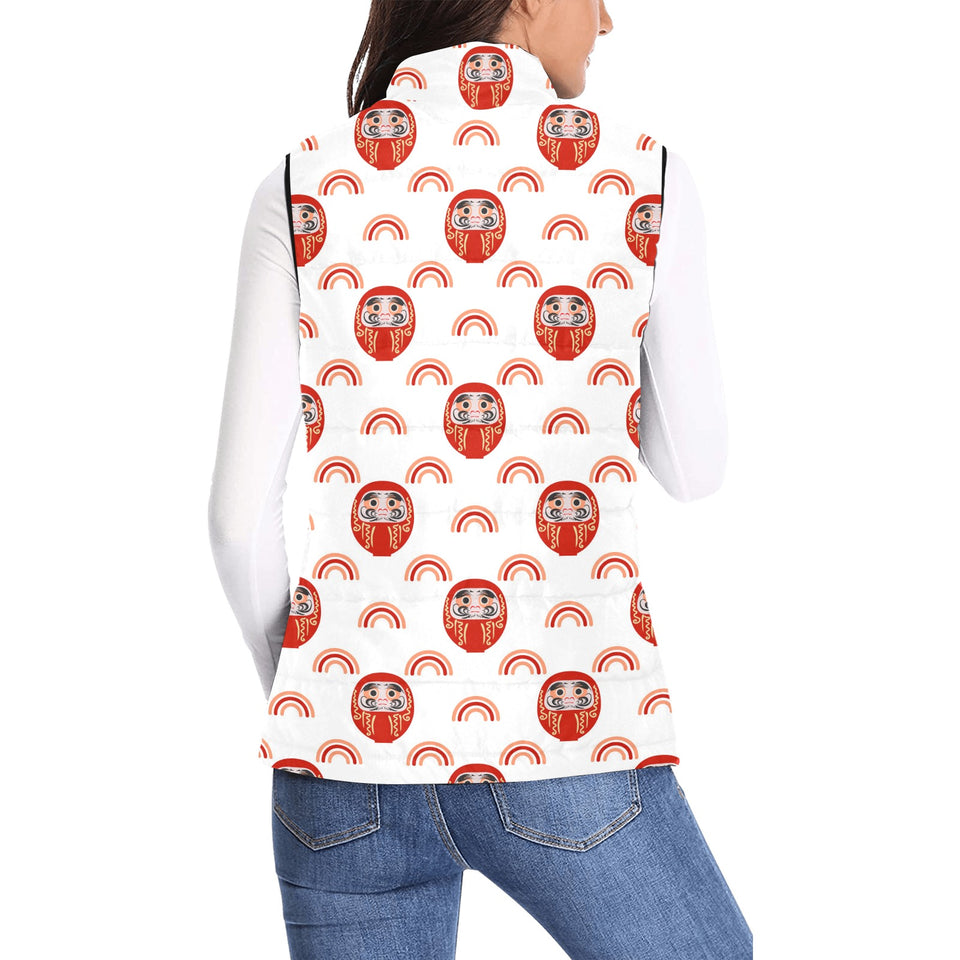 Daruma japanese wooden doll design pattern Women's Padded Vest