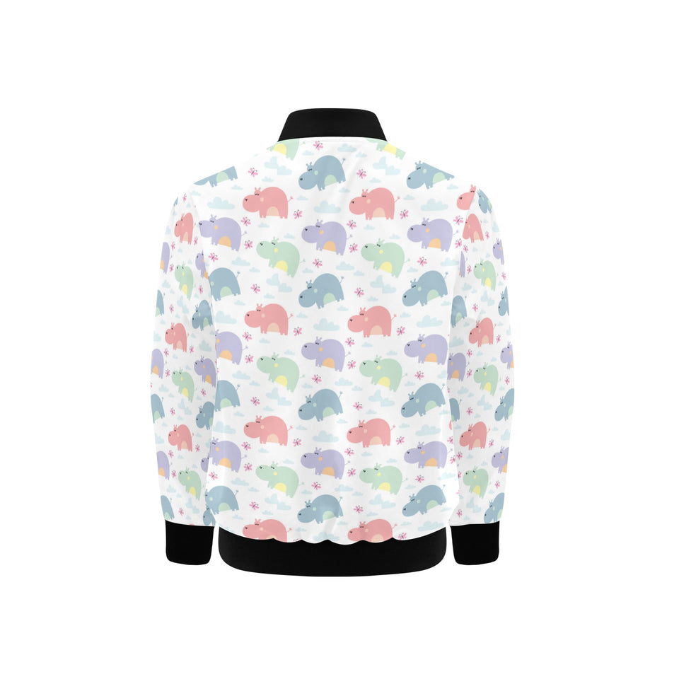Hippopotamus Pattern Print Design 03 Kids' Boys' Girls' Bomber Jacket