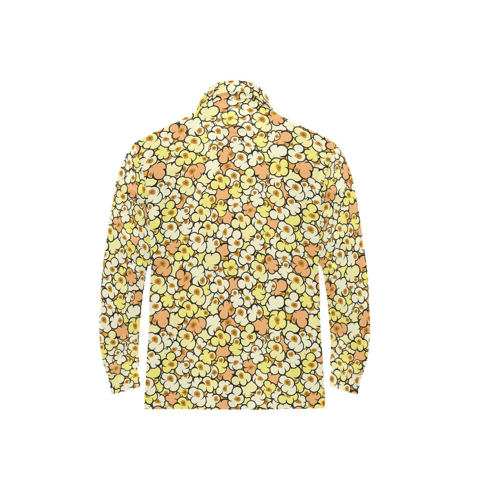 Popcorn Pattern Print Design 03 Men's Long Sleeve Polo Shirt