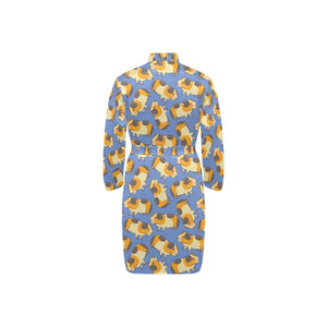 Guinea Pig Pattern Print Design 02 Men's Long Sleeve Belted Night Robe