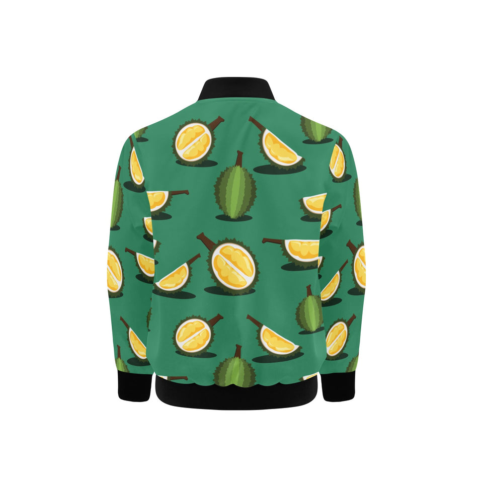 Durian pattern green background Kids' Boys' Girls' Bomber Jacket