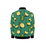 Durian pattern green background Kids' Boys' Girls' Bomber Jacket