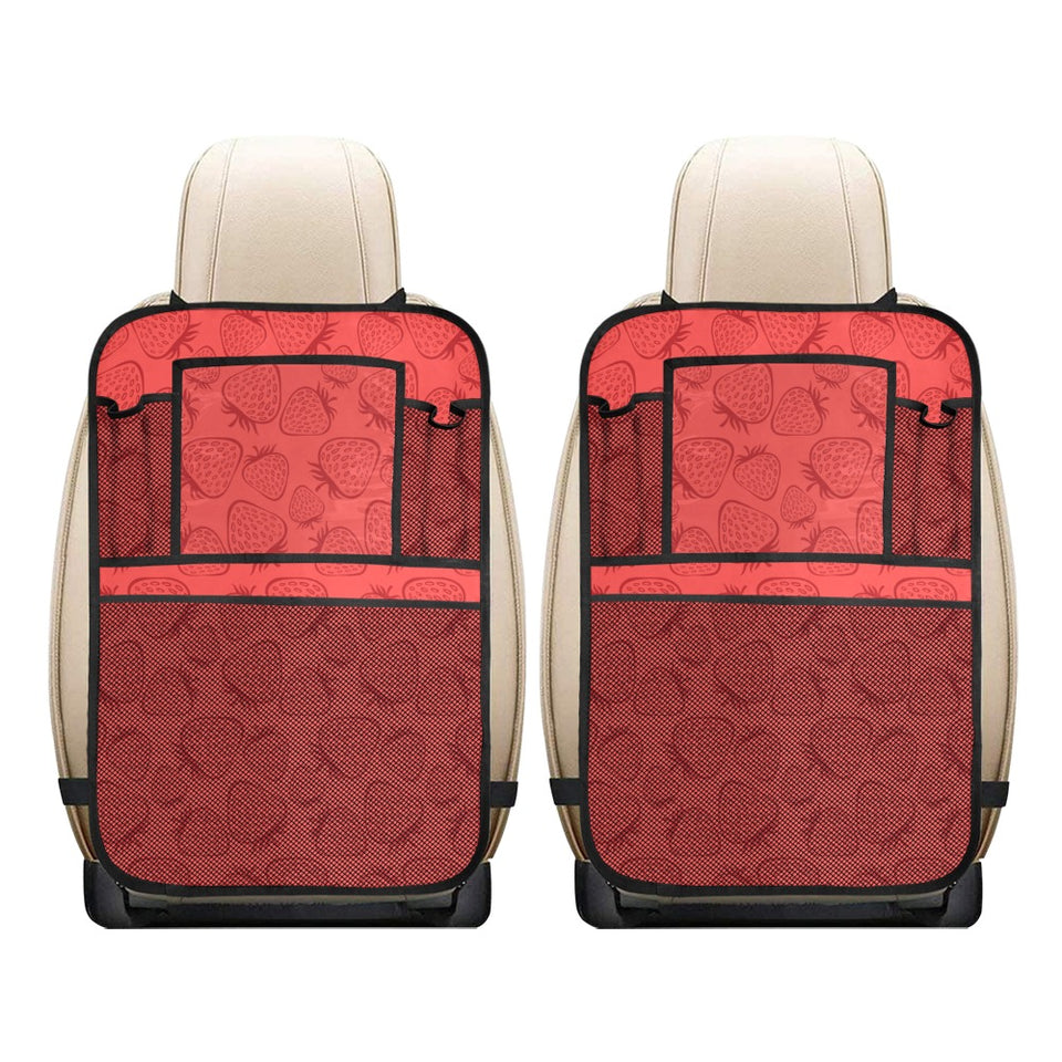 strawberry pattern red background Car Seat Back Organizer