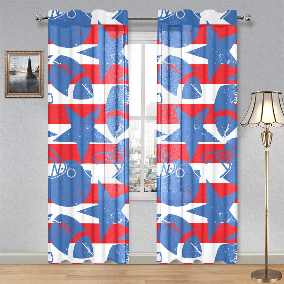American football ball star stripes pattern Gauze Curtain