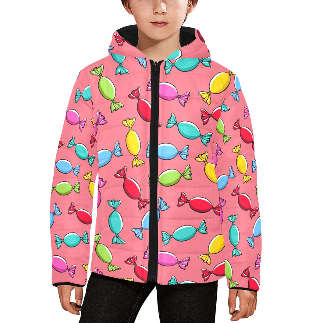 Colorful wrapped candy pattern Kids' Boys' Girls' Padded Hooded Jacket