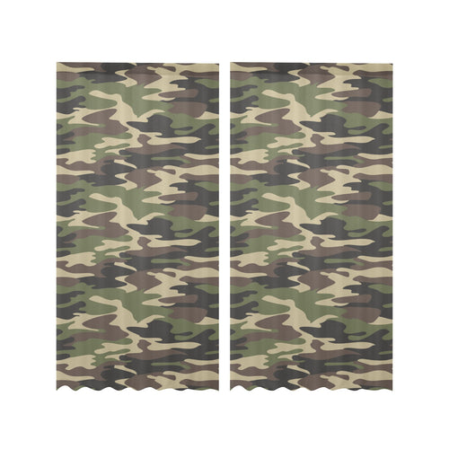Dark Green camouflage pattern Gauze Curtain