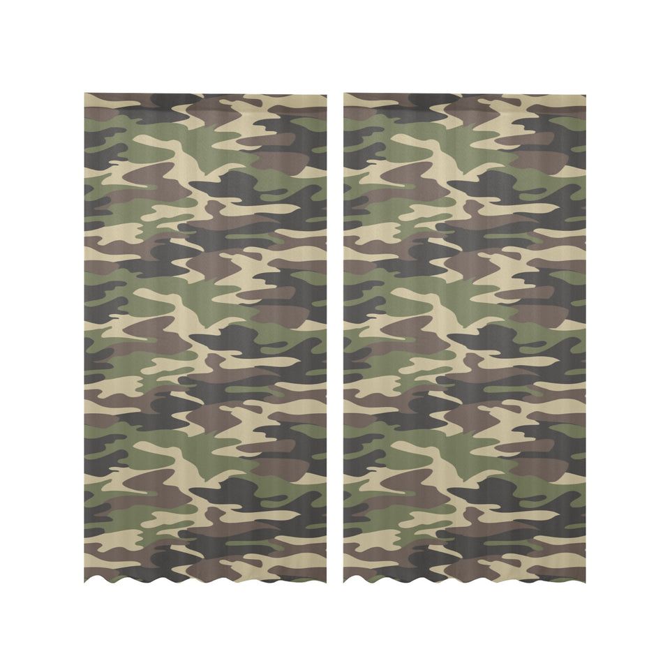 Dark Green camouflage pattern Gauze Curtain